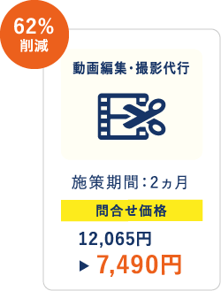 動画編集・撮影代行 問合せ価格 62%削減
