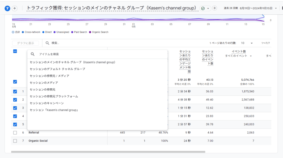 分類の切り替えメニューで確認方法を選択し確認